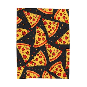 Pizza Velveteen Plush Blanket, Gift for Kid, Pizza Lover Gift, Pepperoni Pizza, Gift for Him or Her, Gift for Son, Gift for Brother,