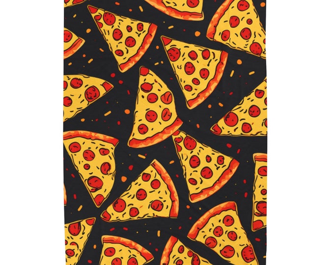 Pizza Velveteen Plush Blanket, Gift for Kid, Pizza Lover Gift, Pepperoni Pizza, Gift for Him or Her, Gift for Son, Gift for Brother,