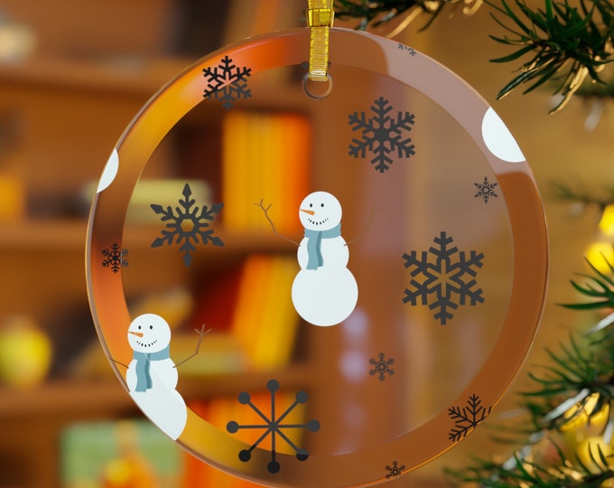 Glass Ornament, Snowman Glass Ornament, Mother-in-law gift, Daughter-in-law gift, Grandma Gift, Coworker Gift, Gift for Friend