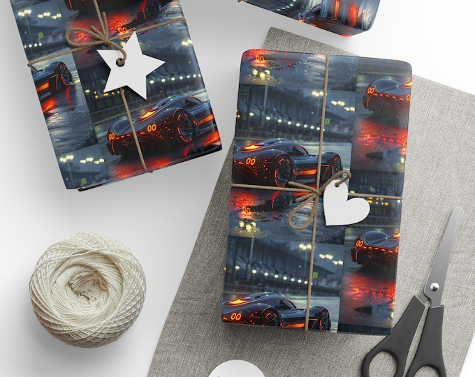Wrapping Papers, Race Car, Modern Day Car, Racing Enthusiast, Race Car Lover, Racing, Sports Car, Hyper Car, Gift for Racing, Futuristic Car