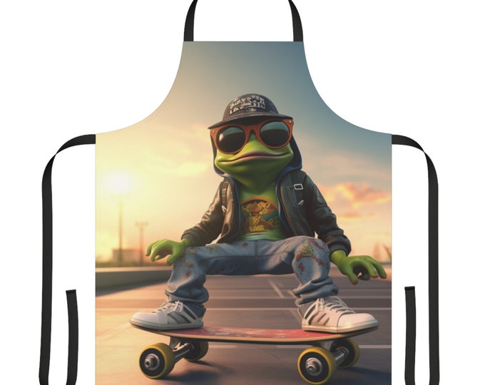 Apron, Frog Skateboarder, Son Gift, Uncle Gift, Dad Gift, Husband Gift, Brother Gift, Sister Gift, Bestie Gift, Coworker Gift,