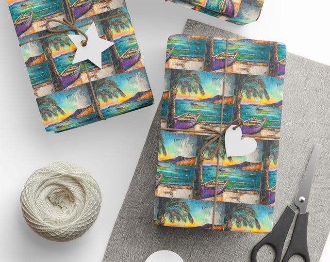 Ocean Wrapping Papers, Birthday, Mother's Day, Grandparents Day Gift Wrap for Aunt, Sister, Wife, Niece, Gift Wrap Set, Mother-In-Law, Mom
