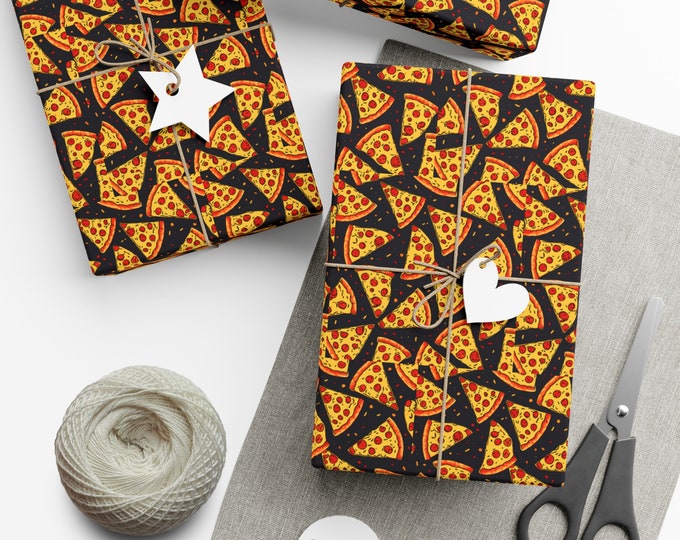 Gift Wrap Papers, Pizza Wrapping Paper, Pizza Inspired Gift Wrap, Pizza Lovers, Pepperoni Gift Wrap, Wrap Kids Gift, Pepperoni Lover