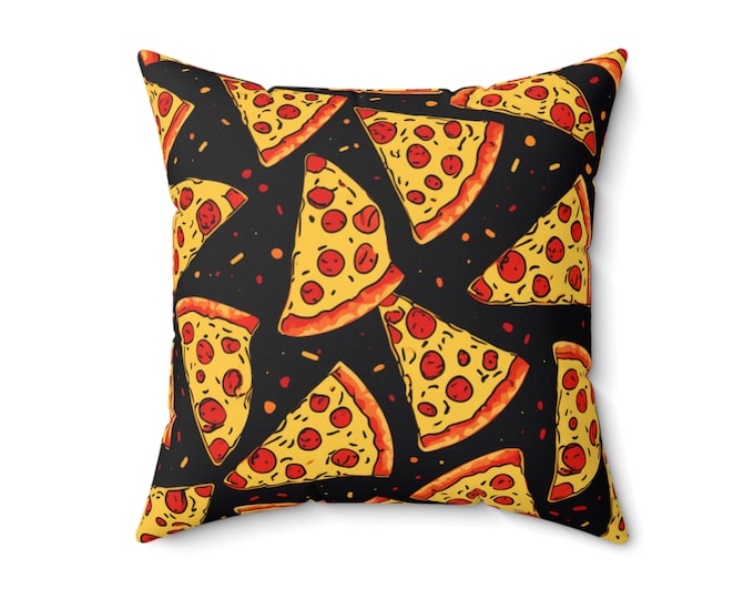 Pizza Inspired Spun Polyester Square Pillow, Pizza Lover Gift, Pepperoni Pizza, Gift for Him or Her, Gift for Son, Gift for Daughter,