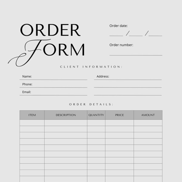 Order Form Template Etsy
