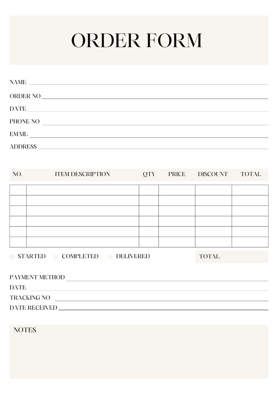 Customizable Order Form Template. - Etsy
