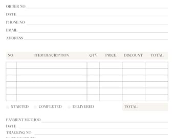 Customizable Digital Order Form Template - Etsy