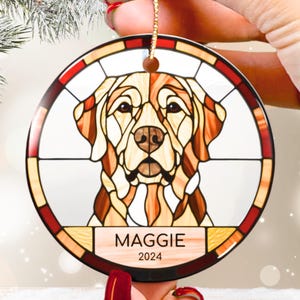 Custom Stained Glass Golden Retriever Ornament: Personalized Pet Keepsake
