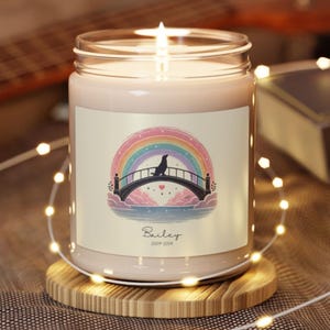 Custom Dog Memorial Candle - Personalized Rainbow Bridge Pet Memorial Candle, Soy Wax Candle Dog Silhouette Keepsake Gift with Custom Breed