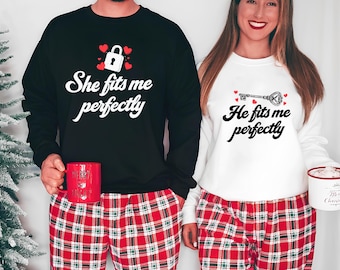She Fits Me Perfectly Png, He Fits Me Perfectly Png, Funny Couples Png, Happy Valentine's Day Png, Couple Png, Couples Matching Shirts Png