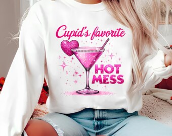 Cupid's Hot Mess Png, Glitter Valentines Martini PNG, Ladies Valentines Shirt Png, Margarita Vday png, Love Png, Love Heart Digital