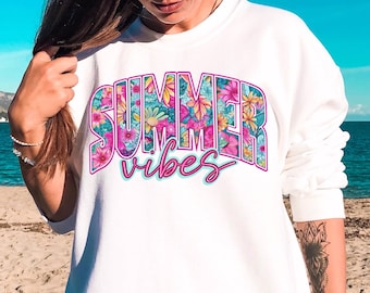 Preppy Summer Vibes PNG SVG, Retro Floral Summer Png, Letnie pociągnięcia pędzlem Svg, Hello Summer Png, Dziewczęca letnia kokietka Svg, Plaża Png