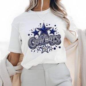 Let's Go Cowboys PNG, Sublimation Design Png, Silver Glitter Stars Svg, Women Cowboy Png, Trendy Png, T-Shirt Design, Retro cowboy Png