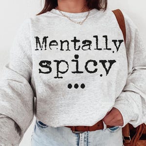 Mentally Spicy Typography Design PNG SVG, Digital Download, Png File, Sublimation and DTF Design, Retro Typewriter, Vintage Svg, 70&#39;s style