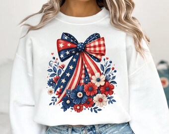 Kokietka Amerykańska Flaga PNG SVG, Patriotyczna Kokarda Ditsy Floral, Wzór w kratkę USA, Retro Pociągnięcie Pędzla, Sublimacja 4 lipca, Plik Cyfrowy DTF
