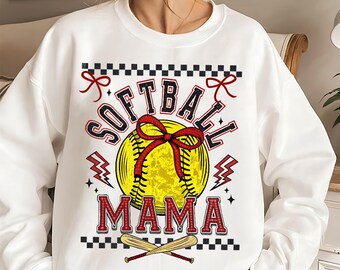 Retro Softball Mama PNG Checkered, Softball Mama Png, Softball Coquette Bow Png, Softball Bow Png, Retro Softball Mama Png Sublimation