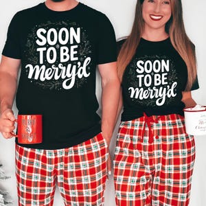 Soon To Be Merry'd Christmas Shirt Png, Couples Christmas Sweaters Engaged Svg, Christmas Couple Matching Shirt Png, Engaged christmas shirt