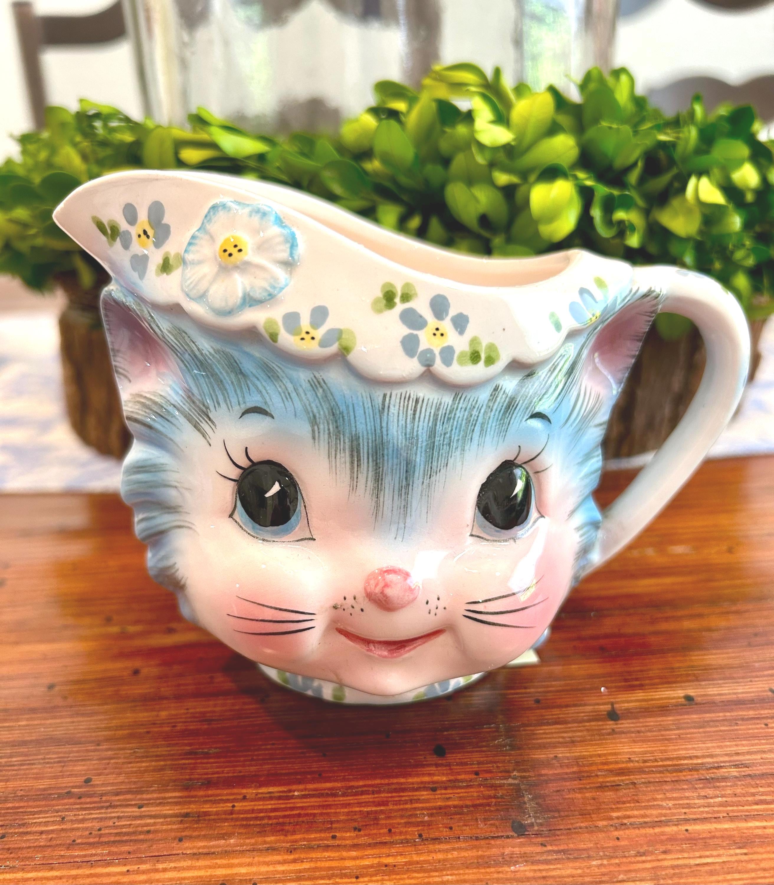 アンティーク雑貨 LEFTON Miss Priss milk pitcher Adorable Lefton Miss Priss Blue Kitty Cat Ceramic Cookie Jar Japan