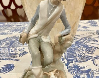 porcelain figurine lladro shepherd boy with dog