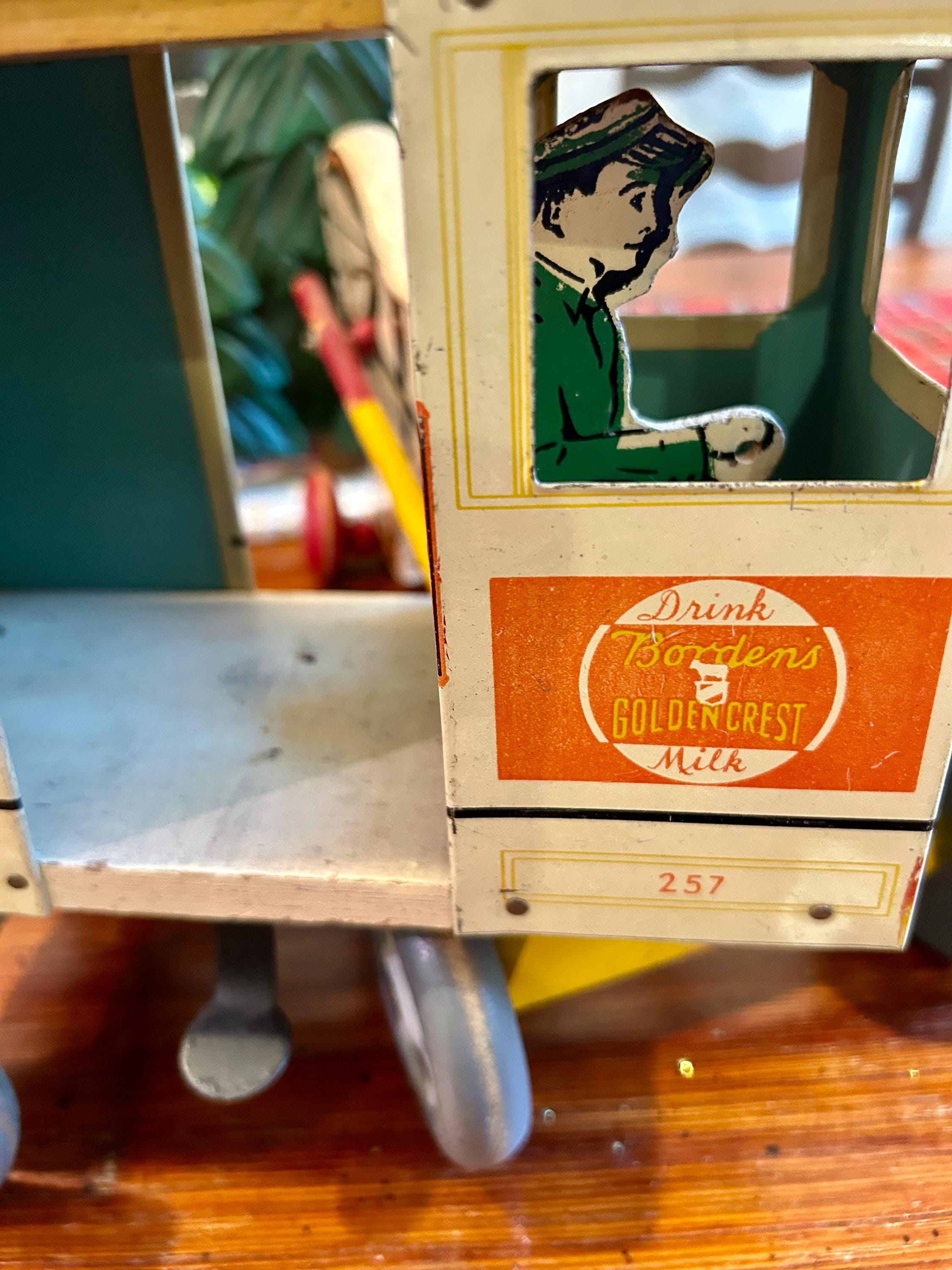 RARE Vintage Rich Toys 1950s BORDEN Milk & Horse Carriage Truck