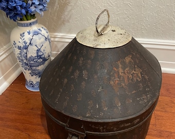 RARE Antique Royal Navy C 1880 Toleware Hat Box Admiral Hat English