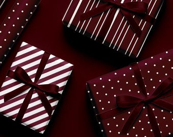 Burgundy Christmas Wrapping Paper: Classic Holiday Prints