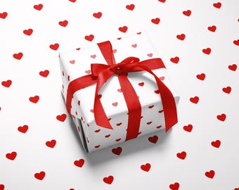 Tiny Hearts Red and White Wrapping Paper: Valentine's Day, Classic Romantic Pattern, Gift Wrap