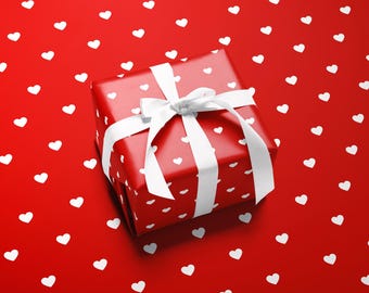 Tiny Hearts Red Wrapping Paper: Valentine's Day, Classic Romantic Pattern, Gift Wrap