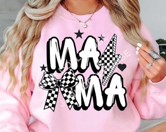 Checkered Retro Mama PNG: Trendy T-Shirt Design (Digital Download)