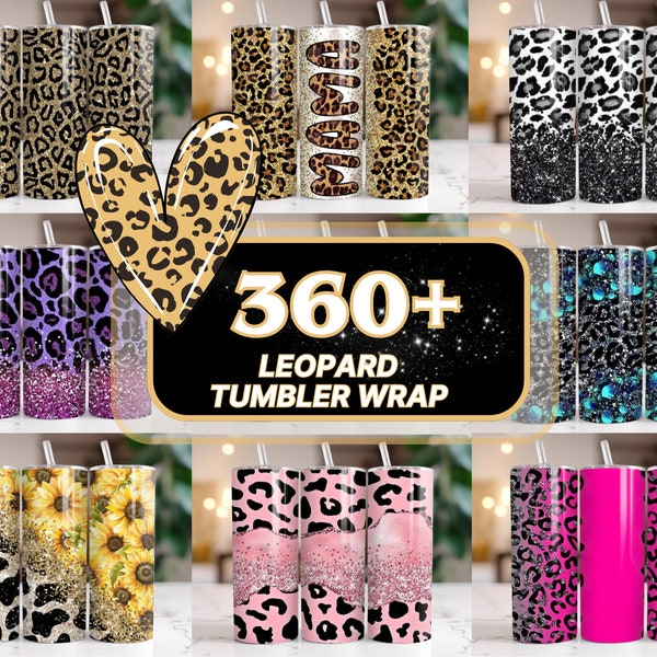 Glitter Leopard Tumbler Wrap Cheetah Print Tumbler Bundle Sublimation Designs 20oz Skinny Tumbler Straight Png Tumbler Template Png Seamless