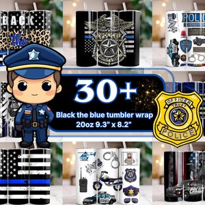 30+ Police Life tumbler Wrap, Back The Blue American Flag 20oz Skinny Tumbler, Police Wife Tumbler USA Officier de police, Sublimation numérique