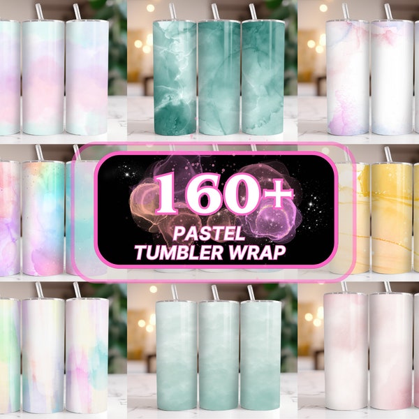 160+ 20oz Watercolor Tumbler Wrap Bundle, Pastel Watercolor Marble Tumbler PNG, Solid Color Watercolor Marbled Tumbler Solid Color Tumbler