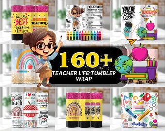 160 + 20 Unzen Lehrer Life Tumbler Wrap, Zurück in der Schule Sublimationsbild Nährwerte 20 Unzen dünn, Messy Bun Lehrer Inspirieren Affirmation PNG