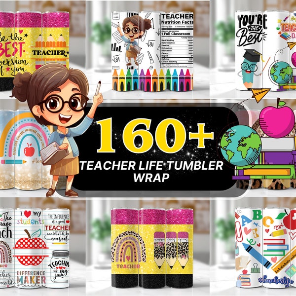 160+ 20oz Teacher Life Tumbler Wrap, Sublimación de regreso a la escuela Imagen Información nutricional 20oz flaco, Messy Bun Teacher Inspire Affirmation PNG