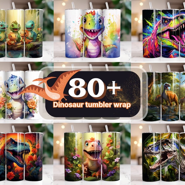 80+ Dinosaur Tumbler Wrap 20oz Bundle, Baby Dinosaur Sublimation Design, Dinosaur Roar Tumbler, Wildlife Raptor PNG Alcohol Ink vibrant cute