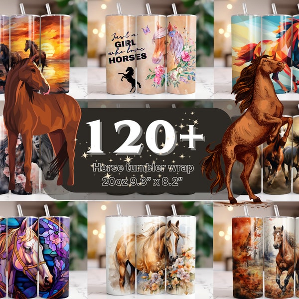 120+ Horse Tumbler Wrap Bundle Just a girl who love Horse Lover alcohol ink Horse western Gift Png 20oz Skinny Tumbler Straight Sublimation