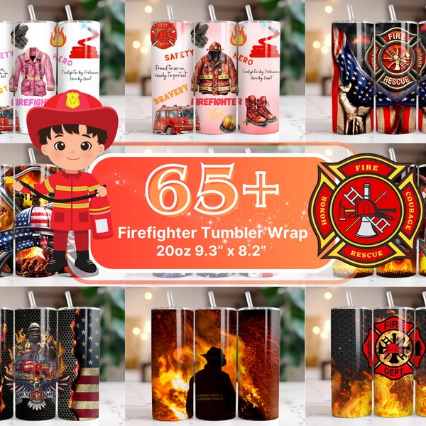 65+ Firefighter Tumbler Women Fire fighter Life 20oz Skinny Tumbler Wrap Sublimation Design Thin Red Line Flag Flames PNG Straight tumbler