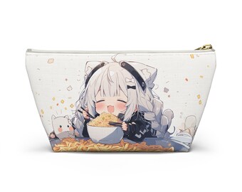 Perfect Blend of Anime Charm and Ramen Delight: "Let's Eat Ramen" Anime Kawaii Girl Accessory Pouch with T-Bottom!