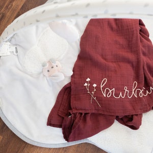 Personalized Hand Embroidered Baby Blanket with Custom Name and Design