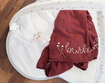 Personalized Hand Embroidered Baby Blanket with Custom Name and Design