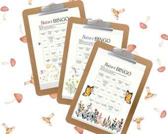 Nature Bingo Activity (set of 3) outdoor kids game | kids birthday gift | party favor | homeschool activity | family activity