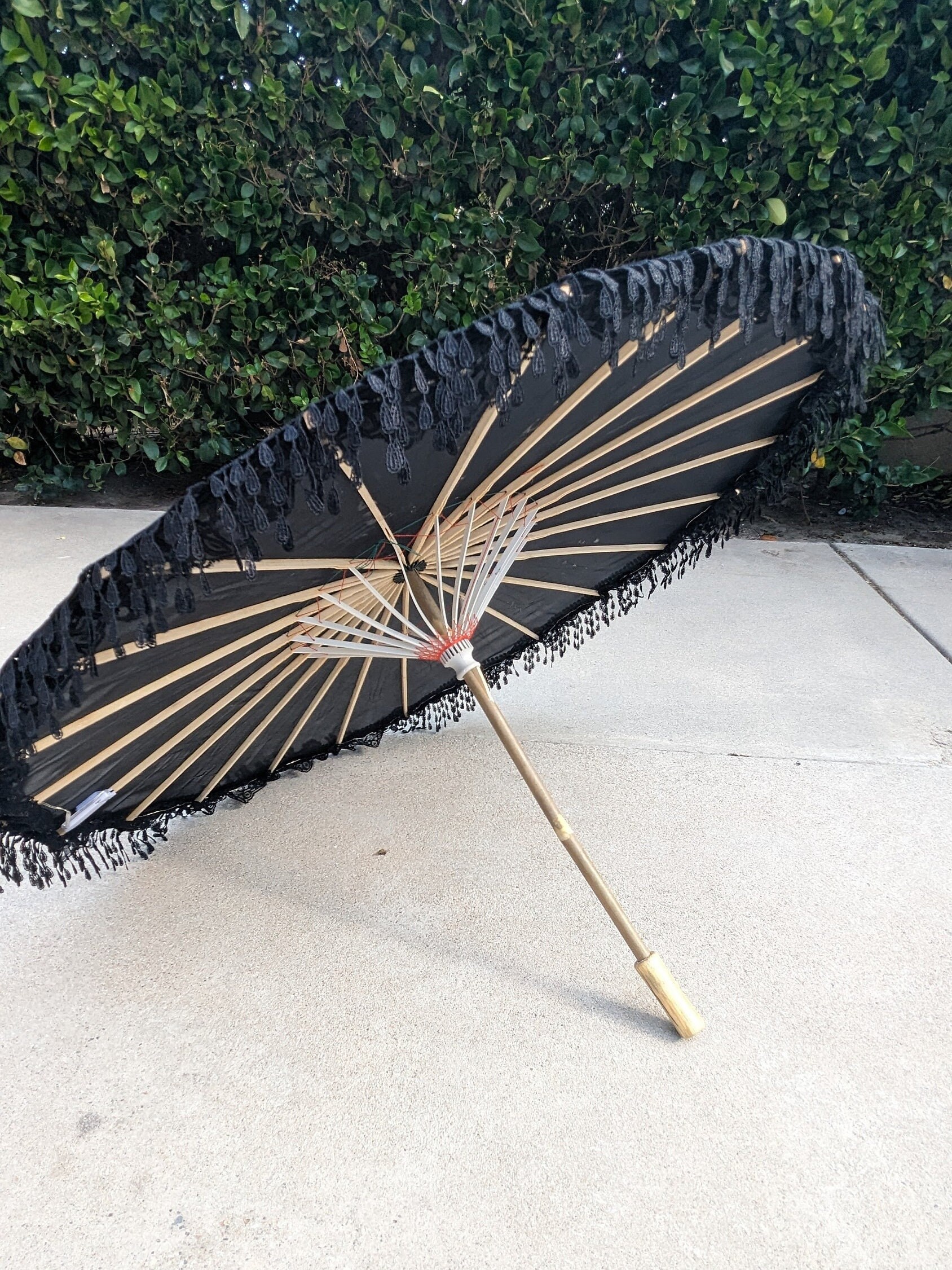 Parasol With LED Lights Black - Etsy