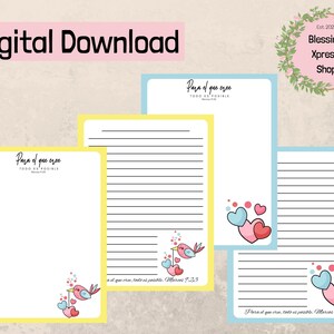 Papelería imprimible tamaño carta (PDF), paquete de papelería de descarga instantánea, notas "Para el que cree, todo es posible", papel de carta