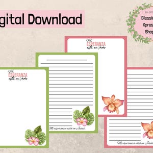 Conjunto de papelería imprimible PDF tamaño carta de EE. UU., Paquete de papel de papelería de descarga instantánea, Páginas imprimibles "Mi esperanza está puesta en Jesús"