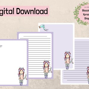 Printable stationery set US letter size PDF, Instant download stationery paper pack, Printable Hairstylist notes pages,