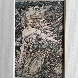 Arthur Rackham, Vintage Print, Undine, 1909, Passepartout. berühmte Kunst, originaler Druck. Geschenk für Kunst Liebhaber.