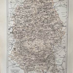 Wiltshire antique original 1870's map, Vintage wall map, Home decor