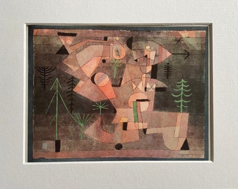 Paul Klee, vintage print, Plan for a garden 1922, mounted print, famous art, original print. Gift for art lover.