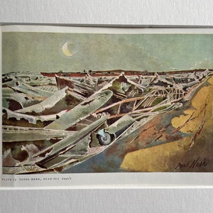 Paul Nash, vintage print, Totes Meer, Dead Sea  1940, mounted print, famous art, original print. Gift for art lover.