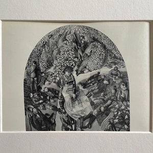 Stanley Spencer, impressão vintage, leitura de mapas na rota de março de 1931, impressão montada, arte famosa, impressão original. 8 x 10 polegadas.